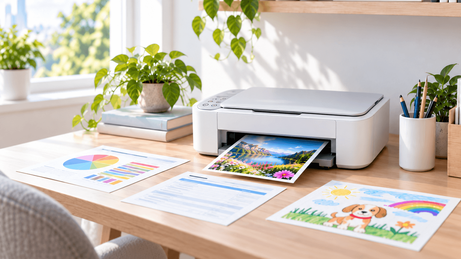 Compact color inkjet printer for occasional household color printing