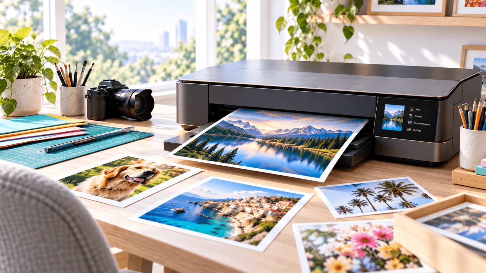 Photo-focused printer producing large colorful photographic prints